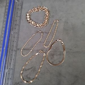 Jewelry Lot - 5 Gold Colored Bracelets